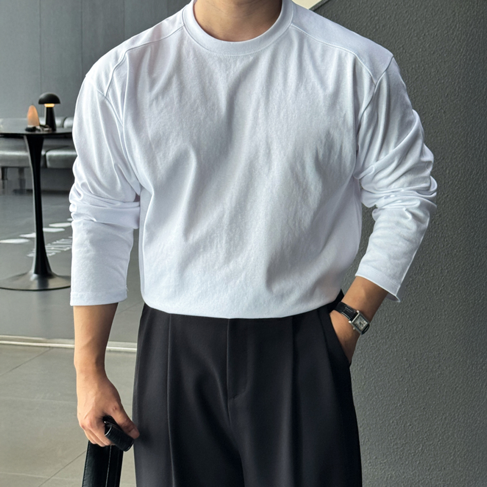 고밀도 절개 두꺼운 긴팔 티셔츠 - 상품 이미지