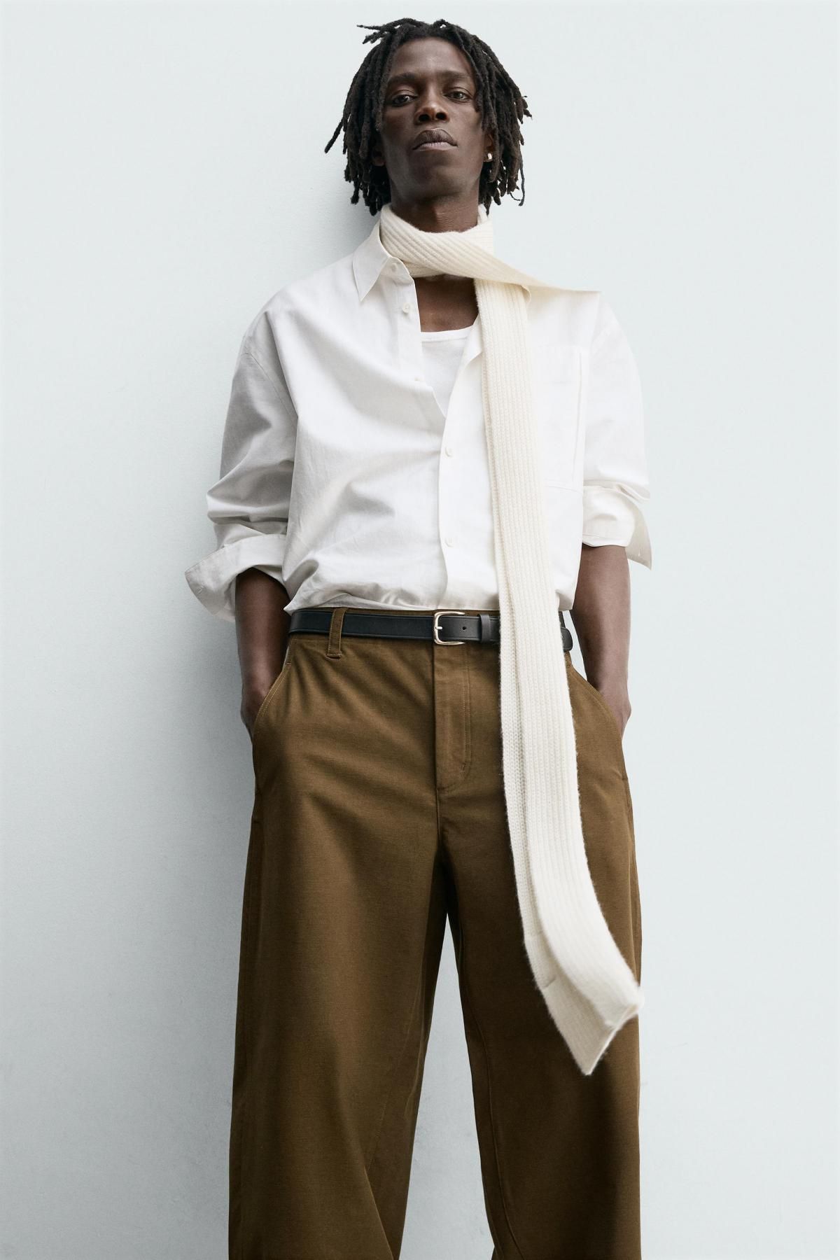 자라 와이드핏 벌룬 슬랙스 팬츠 1437/385 MID KHAKI - 상세 이미지 5