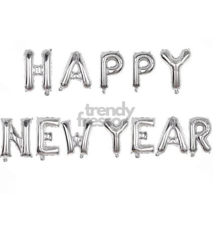 [트렌디프레소협력사]데이슬롯 은박 풍선 세트 해피뉴이어 실버 호일벌룬 메세지풍선 파티