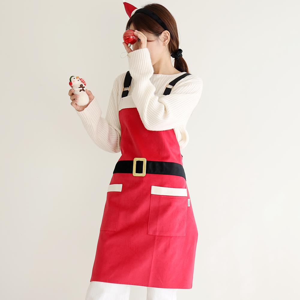 [미소쌤] 크리스마스 산타 앞치마 겨울 코스튬 파티 소품 행사