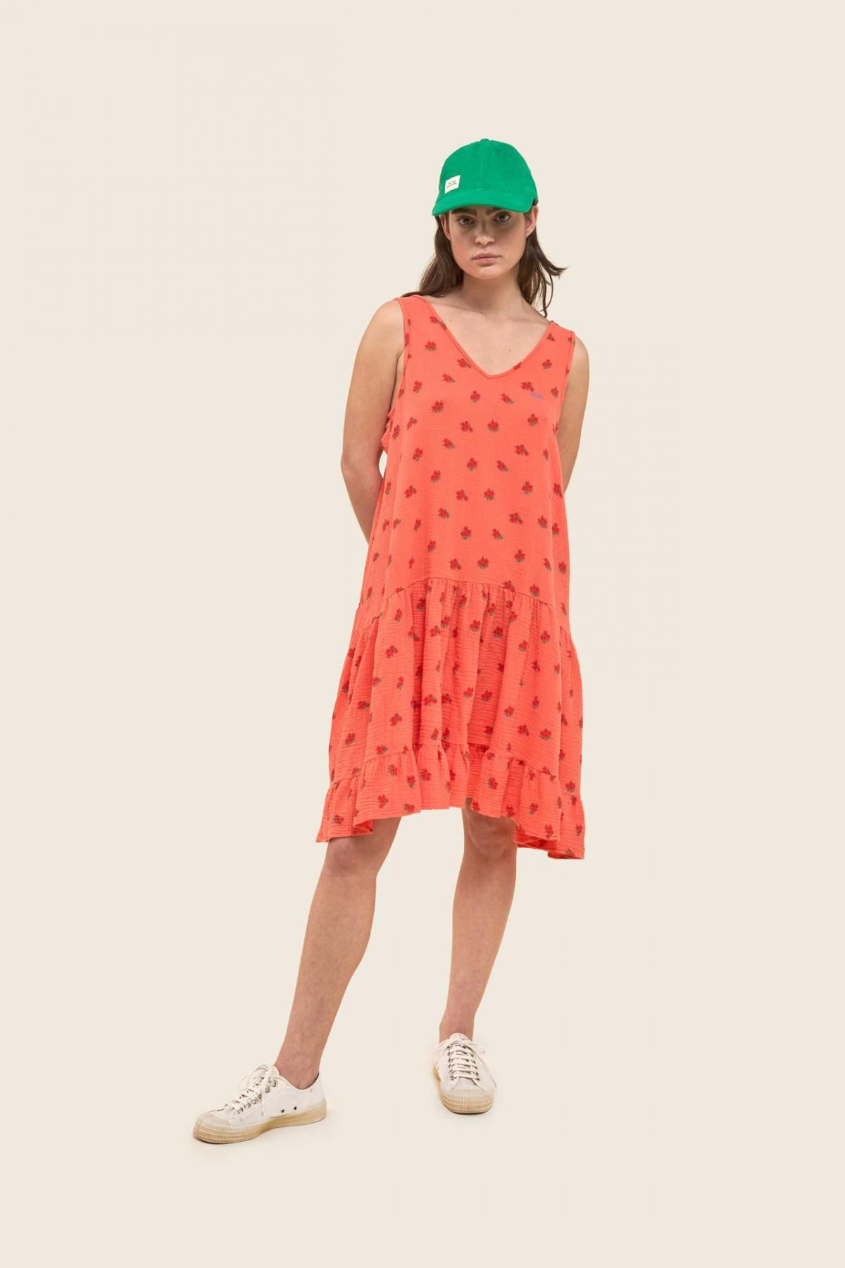 타이니코튼 플라워 패턴 더블거즈 프릴 미니 원피스 SS22-728JD1 ONE COLOR - 상세 이미지 3