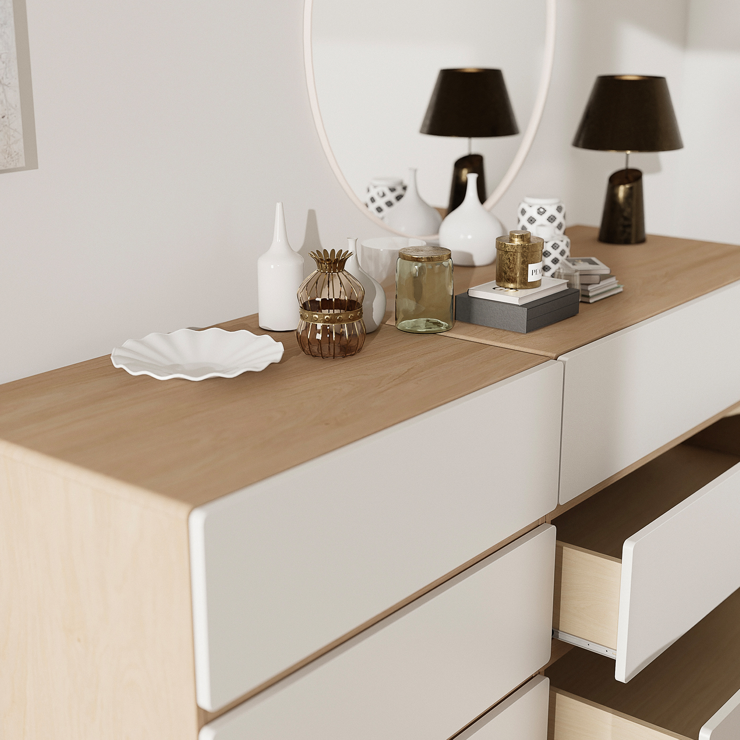 낮은 서랍장 드레스룸 아기 옷 서랍장 수건 미니 800x420x670, 3단, 화이트