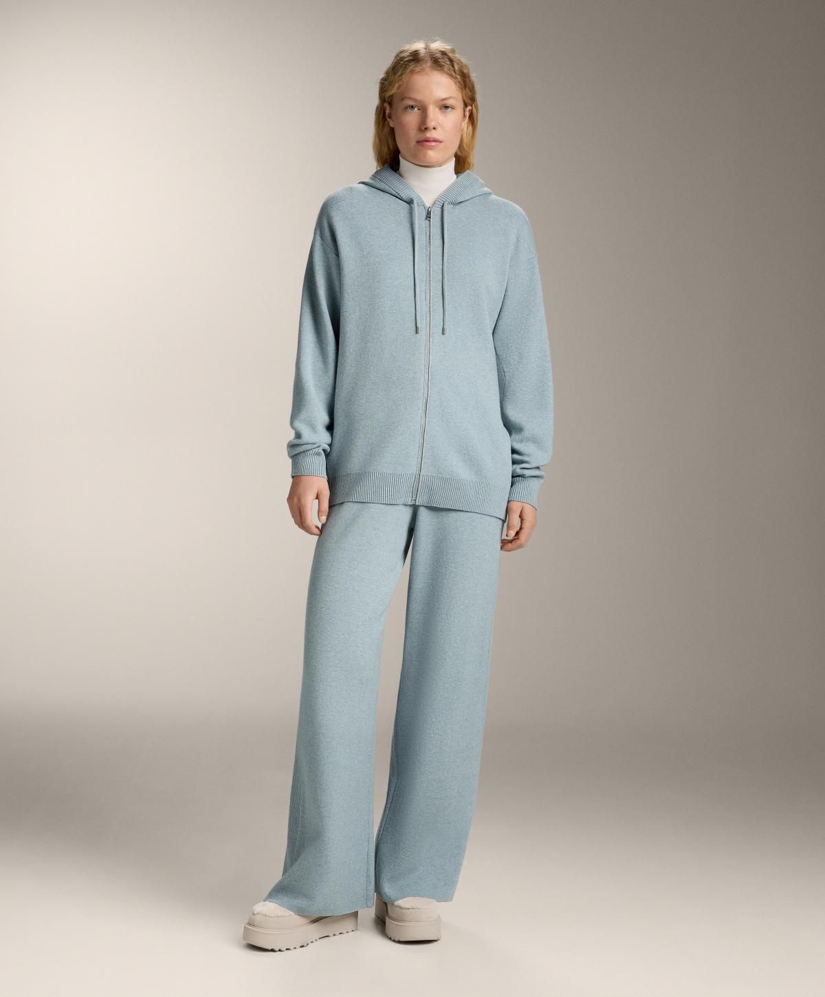 오이쇼 와이드 스트레이트 니트 팬츠 사이드립 3381/880 WASHEDGREY-BLUE - 상세 이미지 2