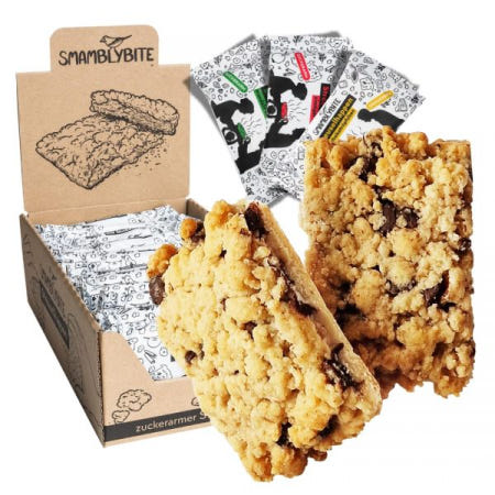 Marke: SMAMBLYBITE [해외]SMAMBLYBITE 스매블리바이트 크럼블 바이트 시식 박스 I 5x3 맛 - 초콜릿 드롭, 시나몬 애플, 아몬드, 헤이즐넛 저당 과자 스펠트 밀가루 베이스 [B0FD8XJ