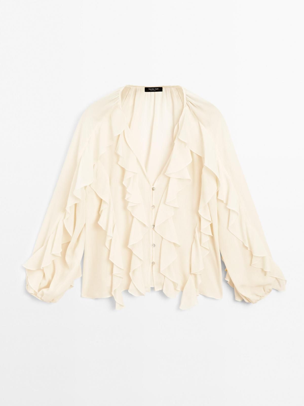 마시모두띠 로맨틱 러플 브이넥 플루이드 블라우스 5152/752 OFF WHITE - 메인 이미지