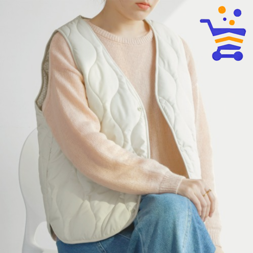 따뜻한 여성 물결 퀼팅 조끼 - 메인 이미지