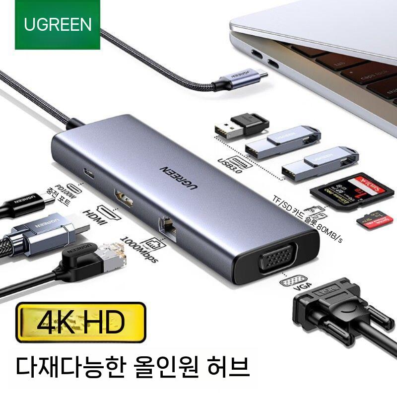 USB C타입 in C타입멀티허브 노트북 타입 포트 멀티 6in1 허브 1.5m 5in1 USB3.0x3+HDM - 상세 이미지 4