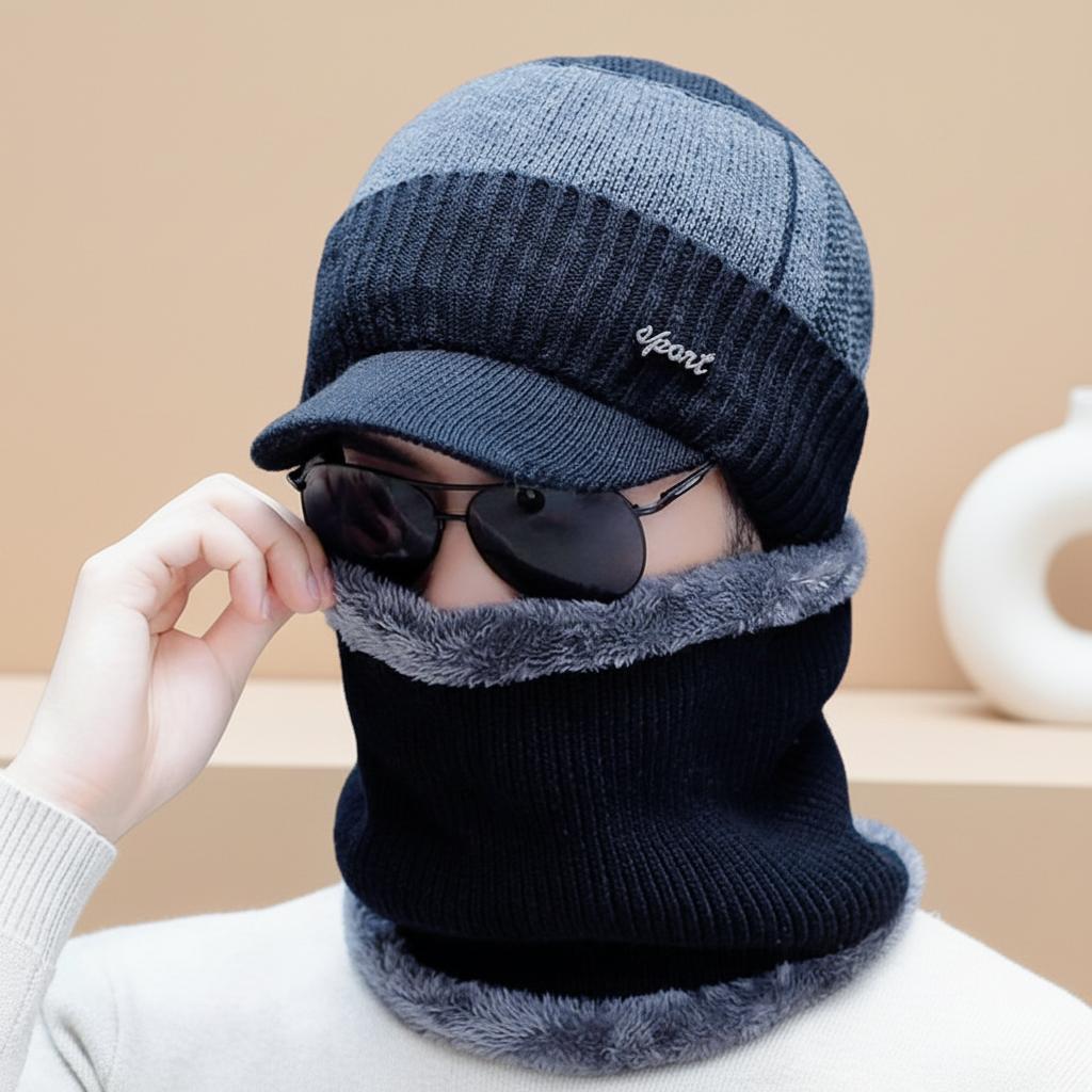 남성 겨울 방한 등산 골프 귀마개 모자 넥워머 세트 - 상품 이미지
