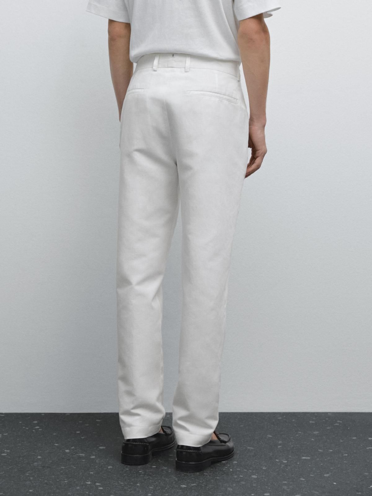 마시모두띠 테이퍼드핏 코튼 리넨 슬랙스 팬츠 0006/004 OFF WHITE - 상세 이미지 3