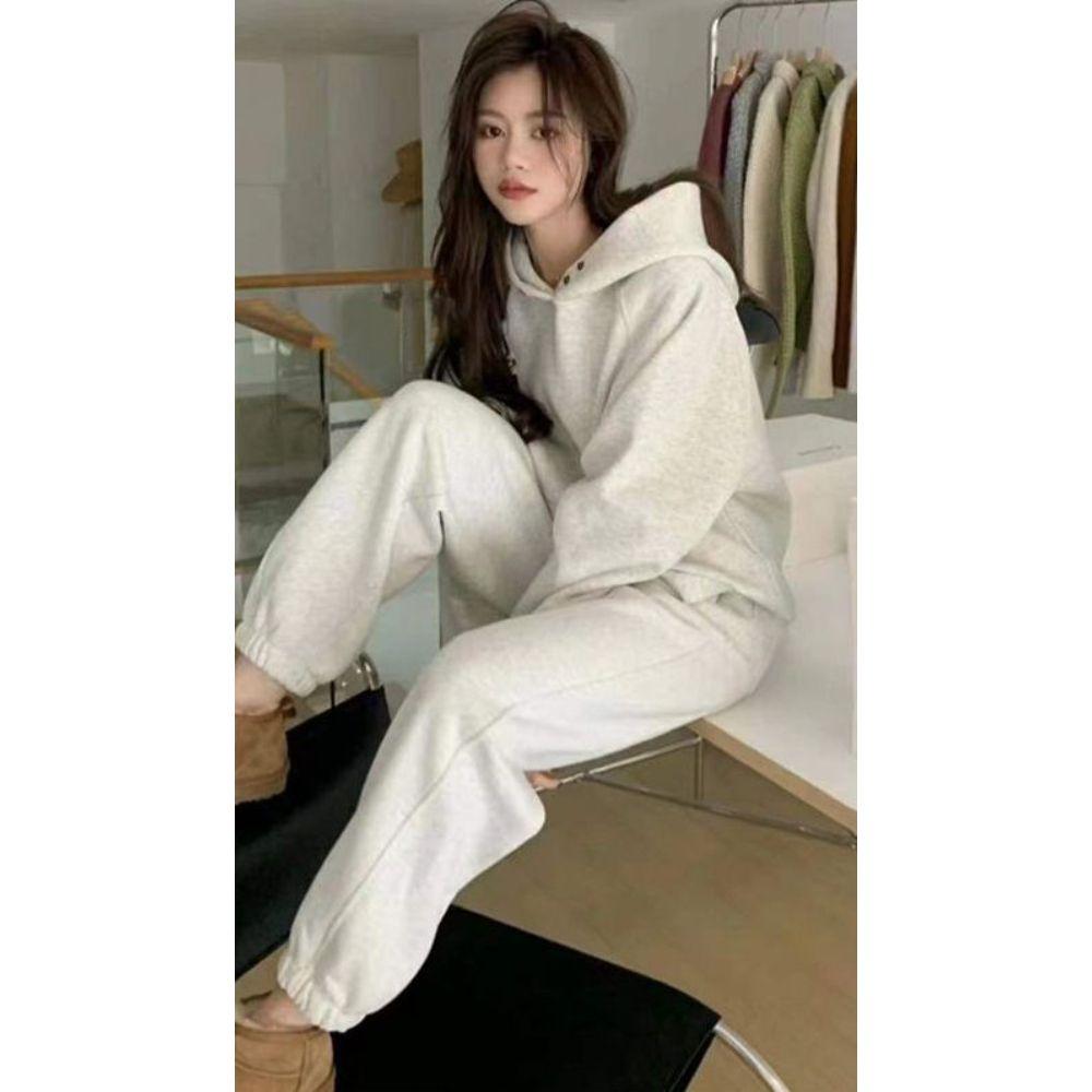 여성트레이닝세트 여성운동복세트 조거팬츠 루즈핏 후드 오버핏 - 상품 이미지