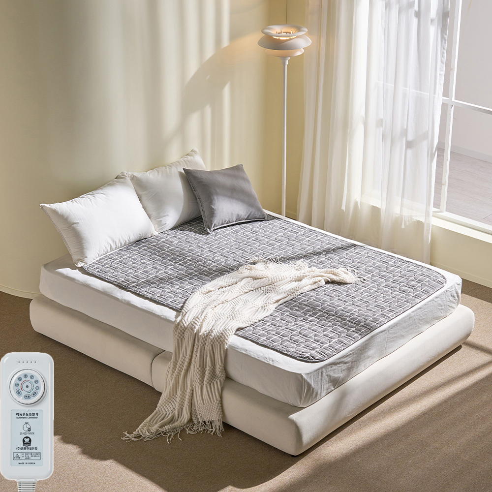 곰표한일 전기요 무자계 전자파 안심 탄소매트 전기장판 2인용 스퀘어 그레이 더블