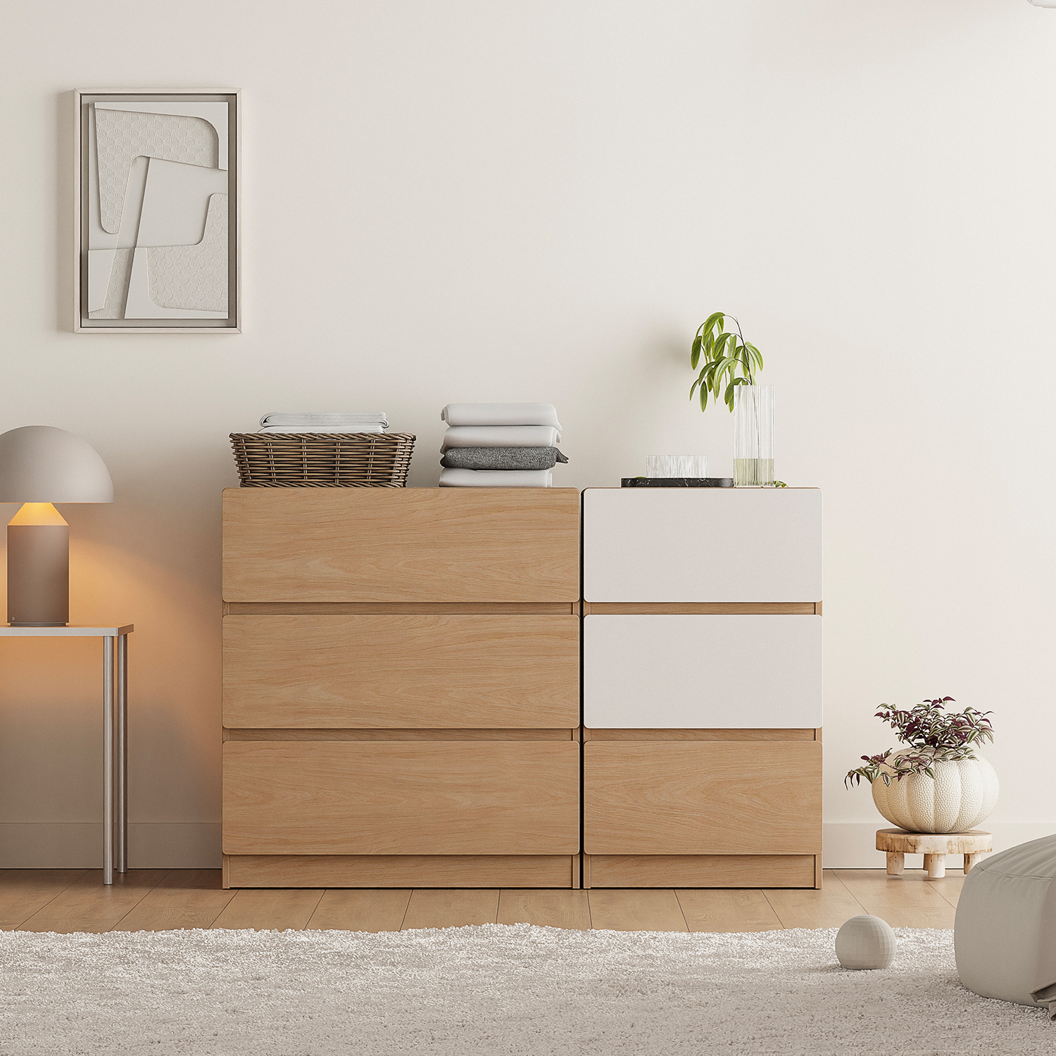 낮은 서랍장 드레스룸 아기 옷 서랍장 수건 미니 800x420x670, 3단, 화이트