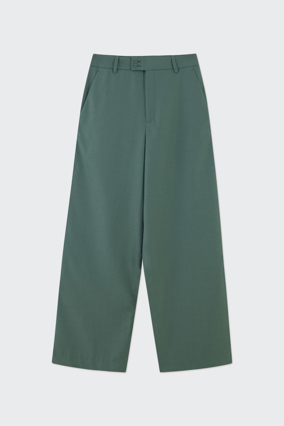 타이니코튼 플리츠 와이드 슬랙스 팬츠 AW24-758P09 VERDE CALIDO - 상세 이미지 2