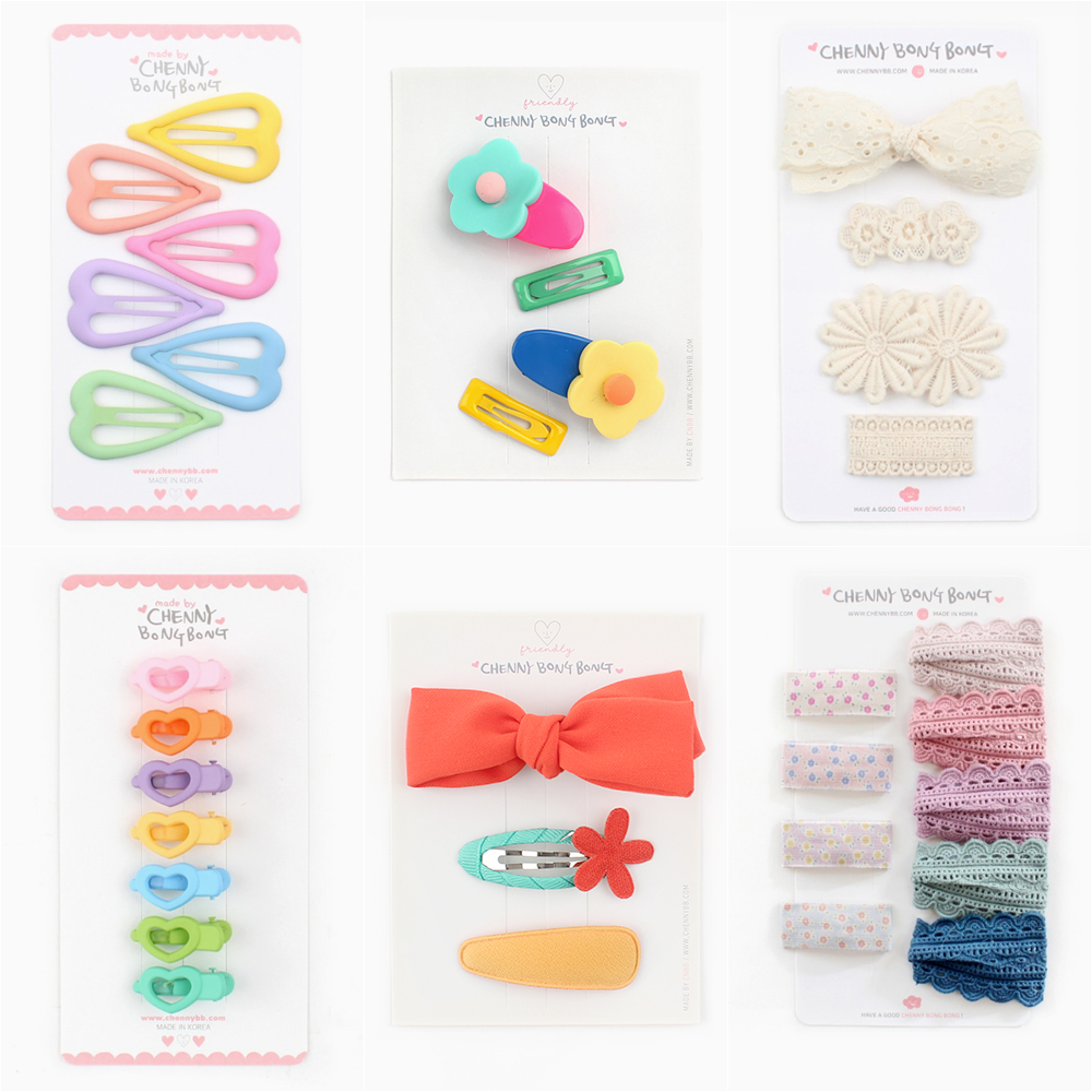 구성 좋은 머리핀 세트 유아 여아 아기 똑딱 집게 헤어핀 선물