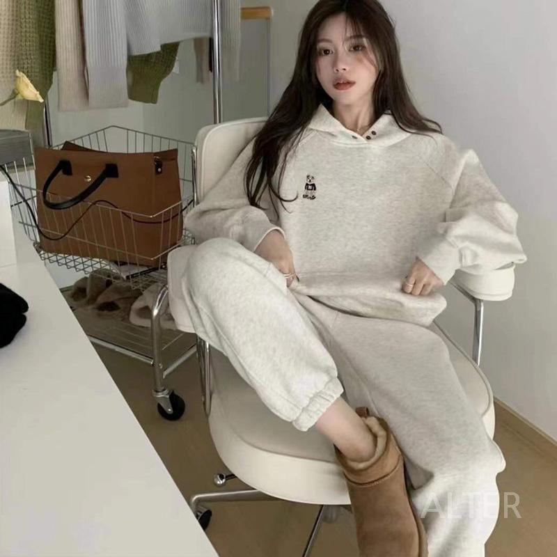 여성트레이닝세트 여성운동복세트 조거팬츠 루즈핏 후드 오버핏 - 상세 이미지 3