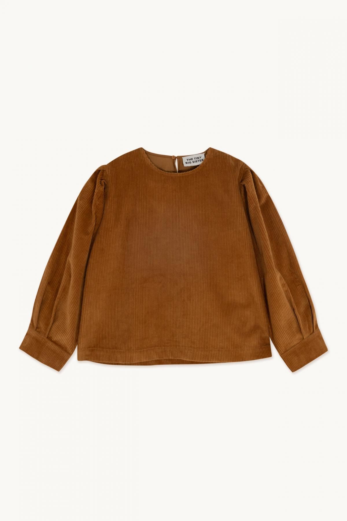 타이니코튼 코듀로이 브라운 라운드넥 블라우스 AW23-601-M06 BROWN - 메인 이미지