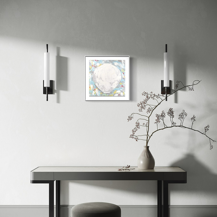 Dal Pium no.1고급캔버스천+삼나무캔버스틀+아크릴관액자8호(49x49x7cm) 달항아리 그림 캔버스 액자 복들어오는 달피움 시리즈 한정수량 에디션문자페인팅 - 상품 이미지