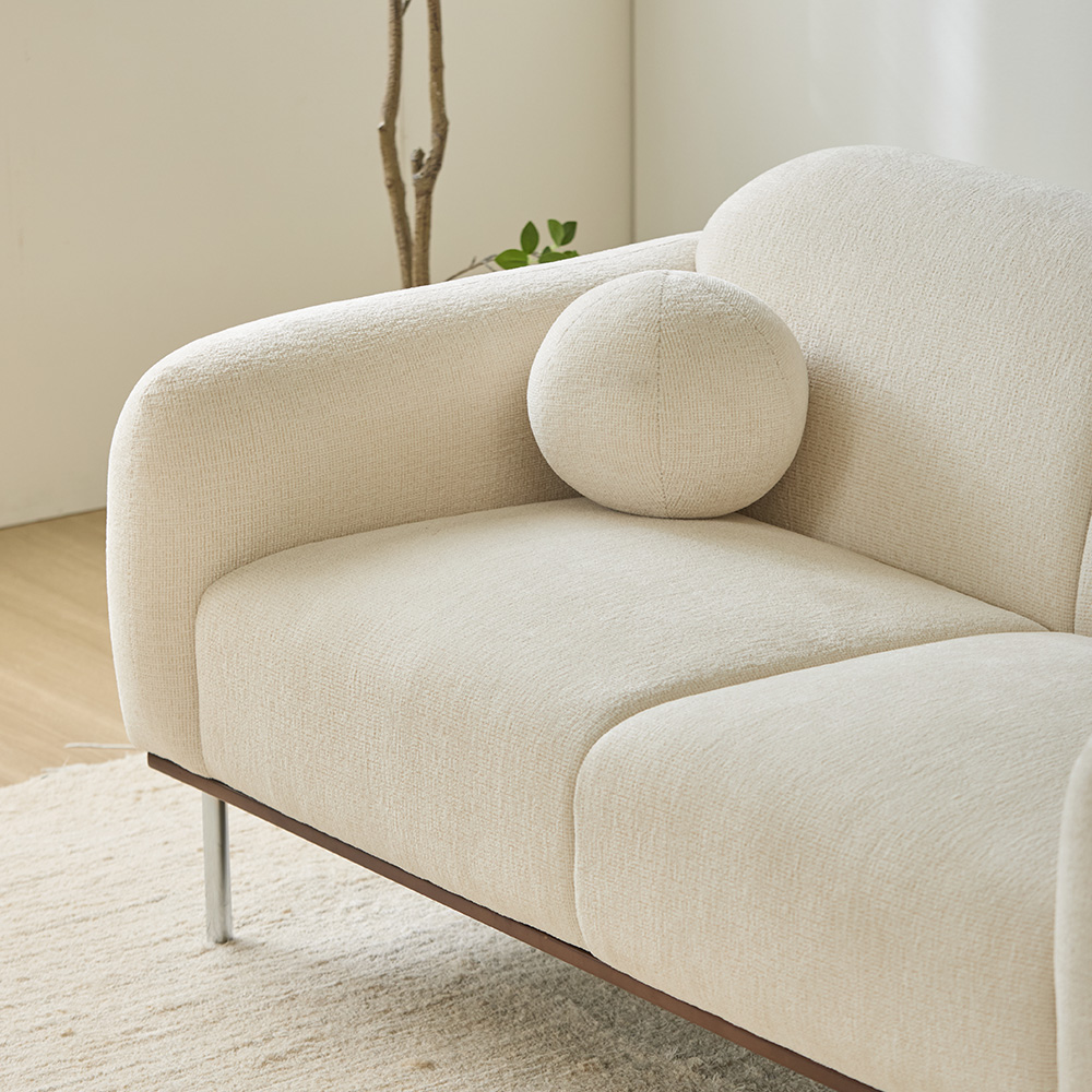 루나 거실 소파 천연원목 이지클린 직조 패브릭[협탁EVENT] 아이보리, 1인용