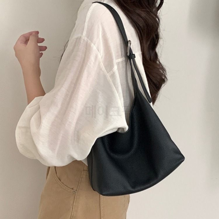 천연 소가죽 숄더백 여성 가방 유니크한 쉐입 덤플링 백 가벼운 데일리 핸드백 - 상세 이미지 5