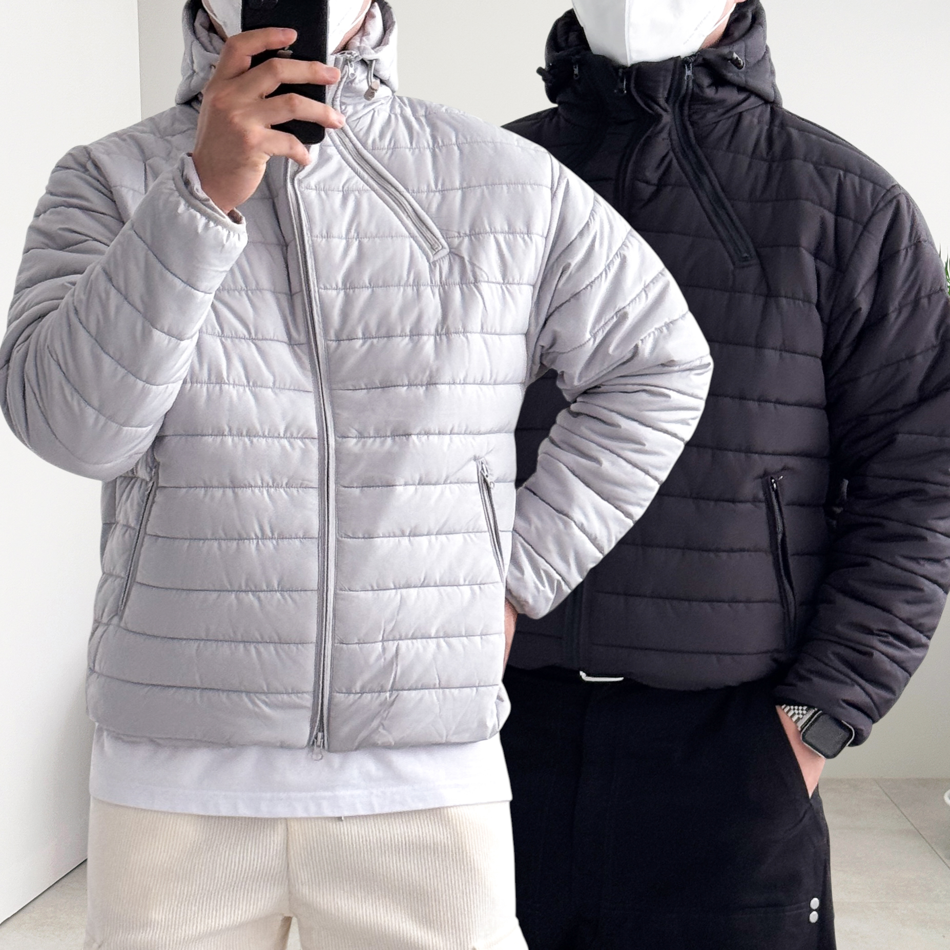 후드경량패딩 남자숏패딩 푸파 - 상품 이미지