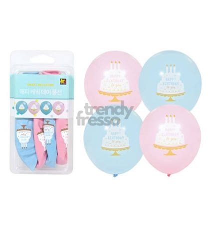 [트렌디프레소협력사]데이슬롯 케이스풍선 30.5cm 해피케익 4입 홈파티 기념일 생일파티