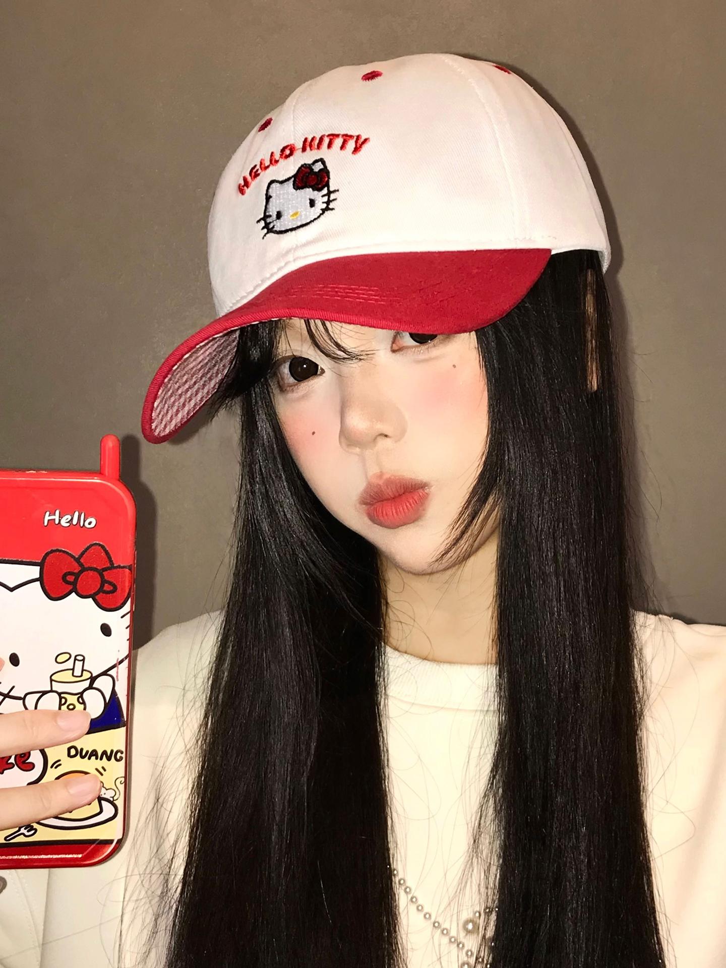 헬로키티 여성 야구모자 넓은챙 얼굴작아보이는 부드러운 캐주얼 캡 - 상세 이미지 5
