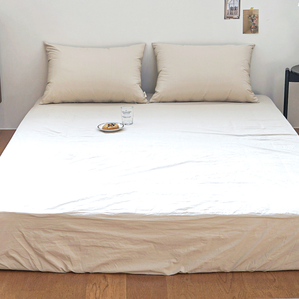 허쉬 60수 고밀도 바이오워싱 순면 매트리스 커버 샴페인 베이지, SS(슈퍼싱글)