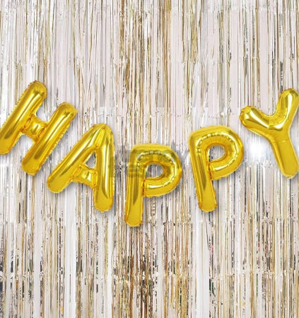 [트렌디프레소협력사]데이슬롯 은박 수술 커튼 샴페인골드 반짝이배너 장식 파티장식 기념일