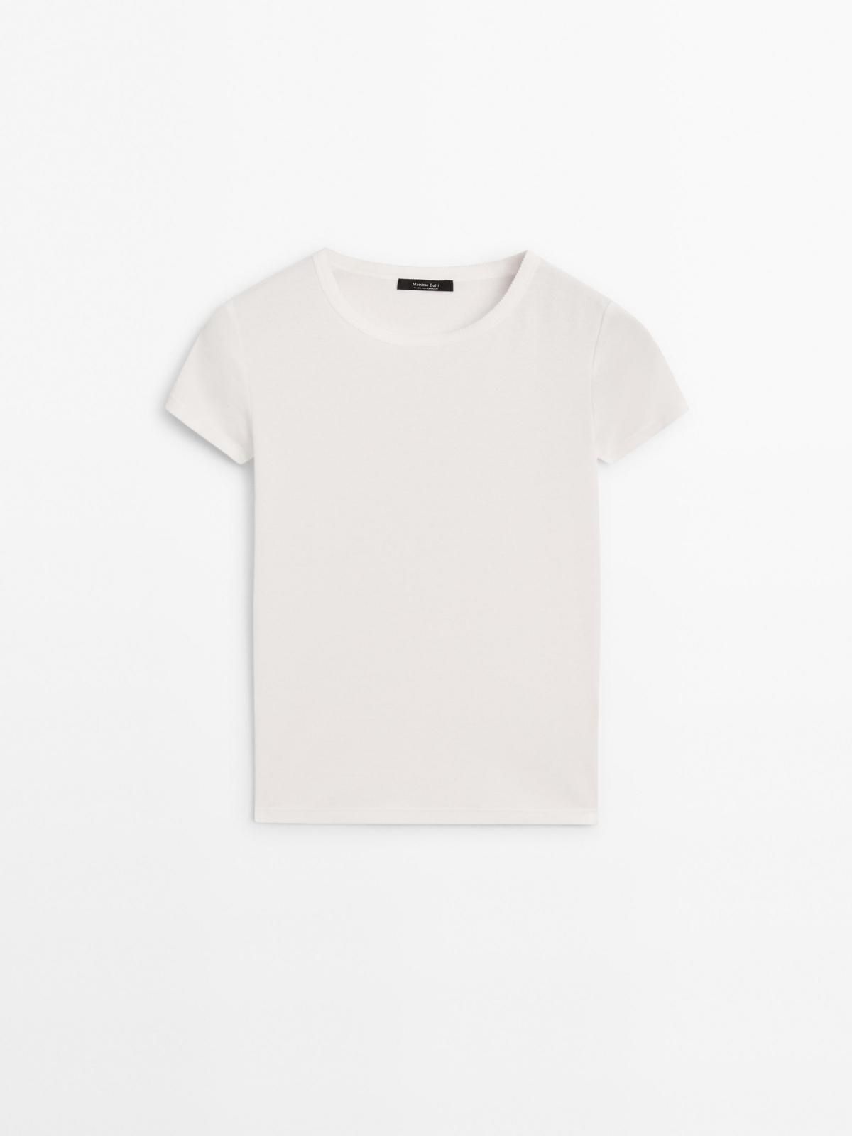 마시모두띠 라운드넥 멜란지 반팔 티셔츠 6811/943 OFF WHITE - 메인 이미지