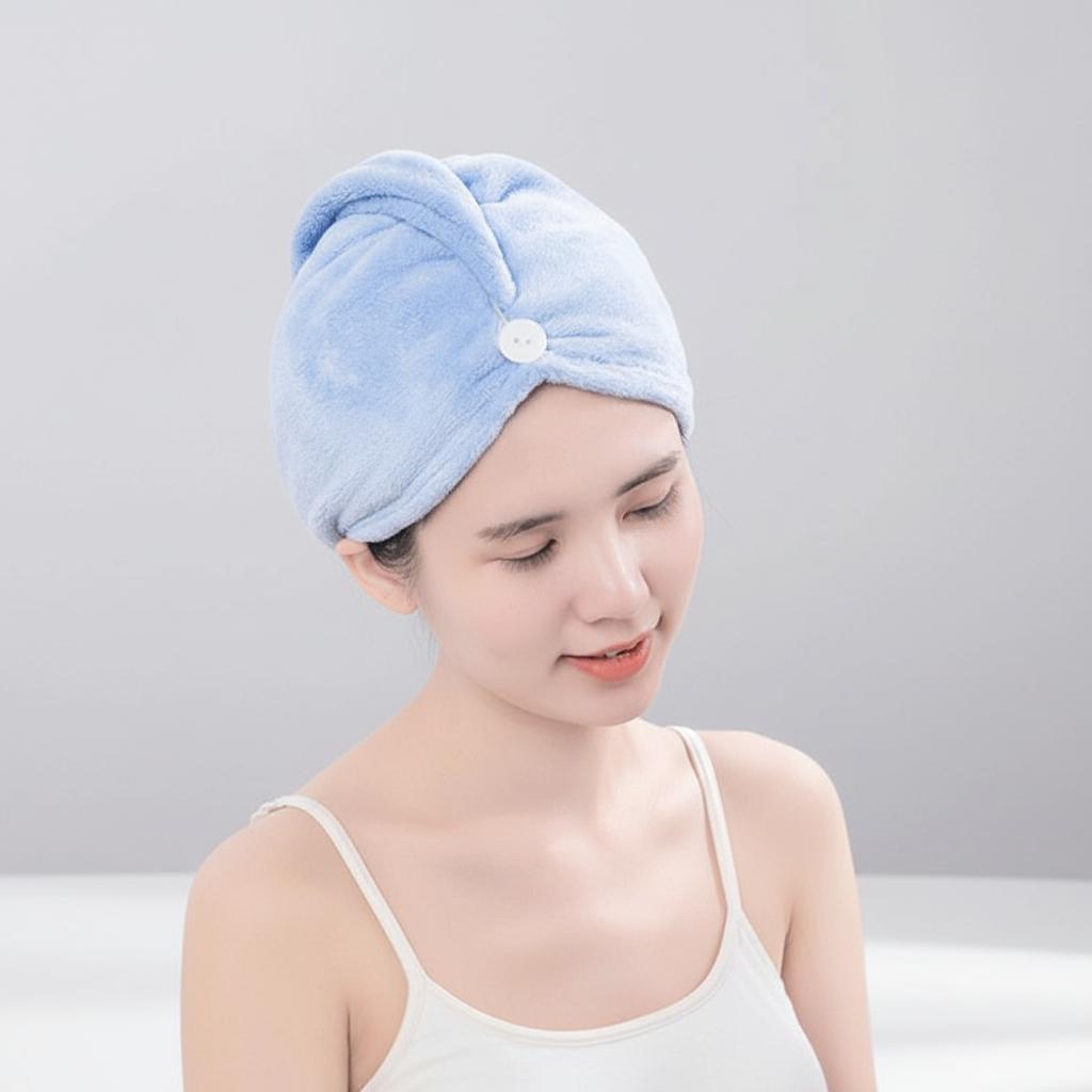극세사 긴머리 헤어타올 머리말리는 수건 타월 - 메인 이미지