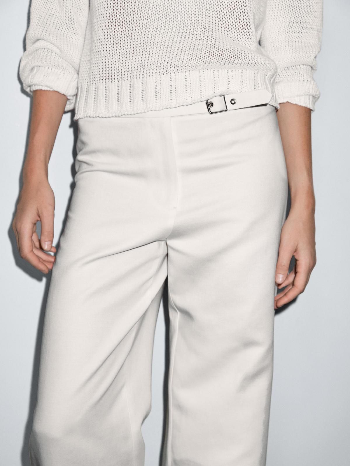 마시모두띠 스트레이트핏 버클 슬랙스 팬츠 5016/551 OFF WHITE - 상세 이미지 3