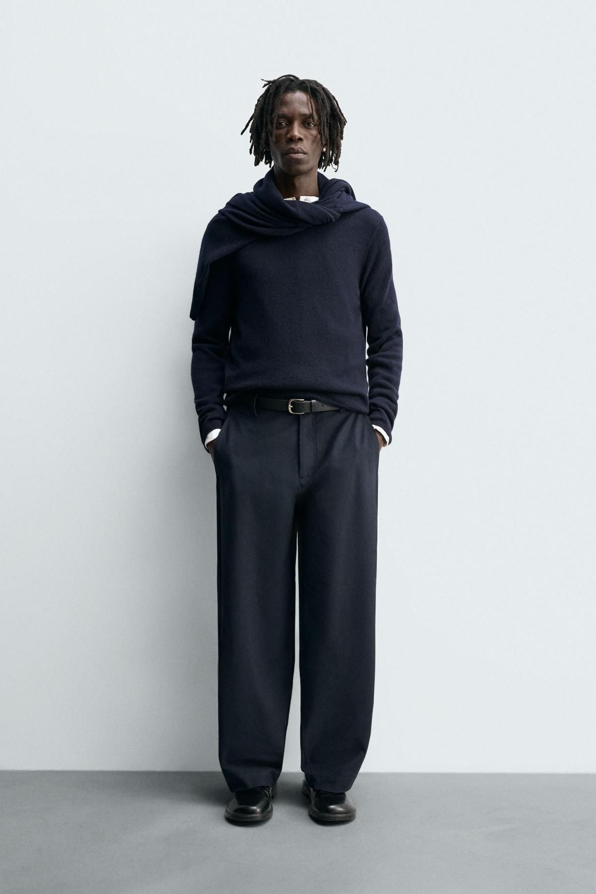 자라 테크니컬 벌룬핏 와이드 슬랙스 팬츠 1437/385 NAVY BLUE - 상세 이미지 2