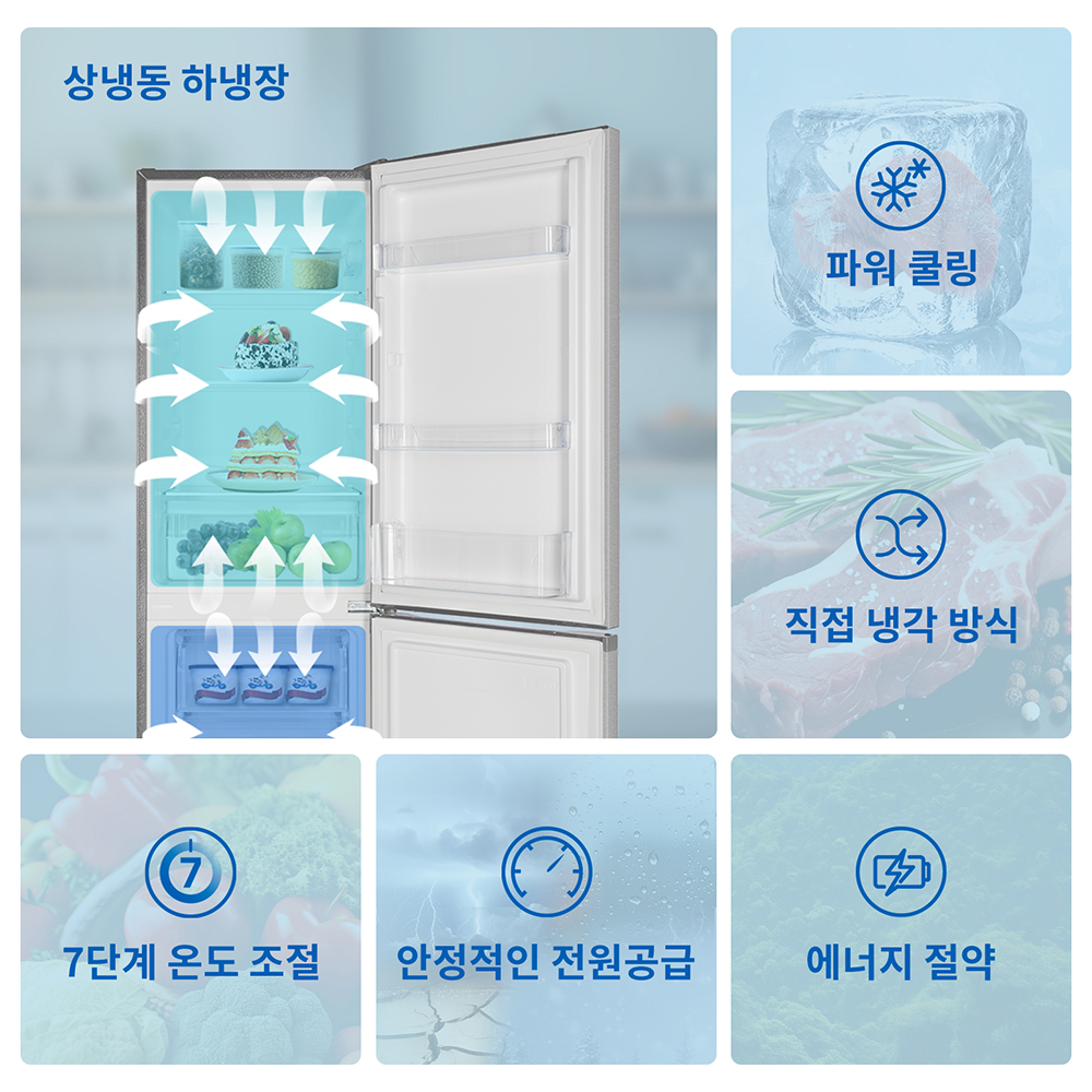 창홍 소형 미니 냉장고 2도어 원룸 가정용 실버 157L