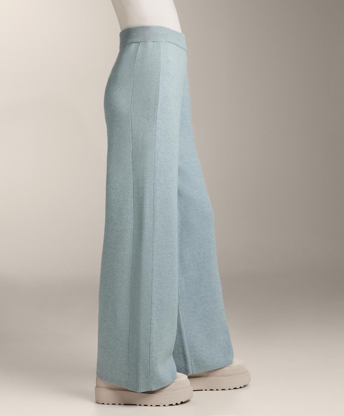 오이쇼 와이드 스트레이트 니트 팬츠 사이드립 3381/880 WASHEDGREY-BLUE - 상세 이미지 5