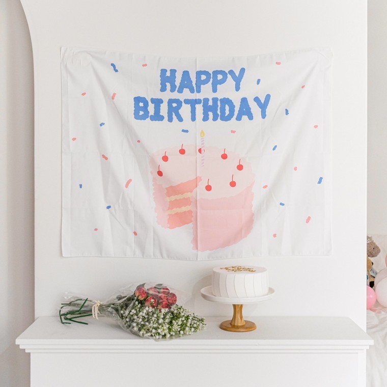생일 축하 패브릭 포스터 파티 장식 소품 배경 가랜드 - 상품 이미지