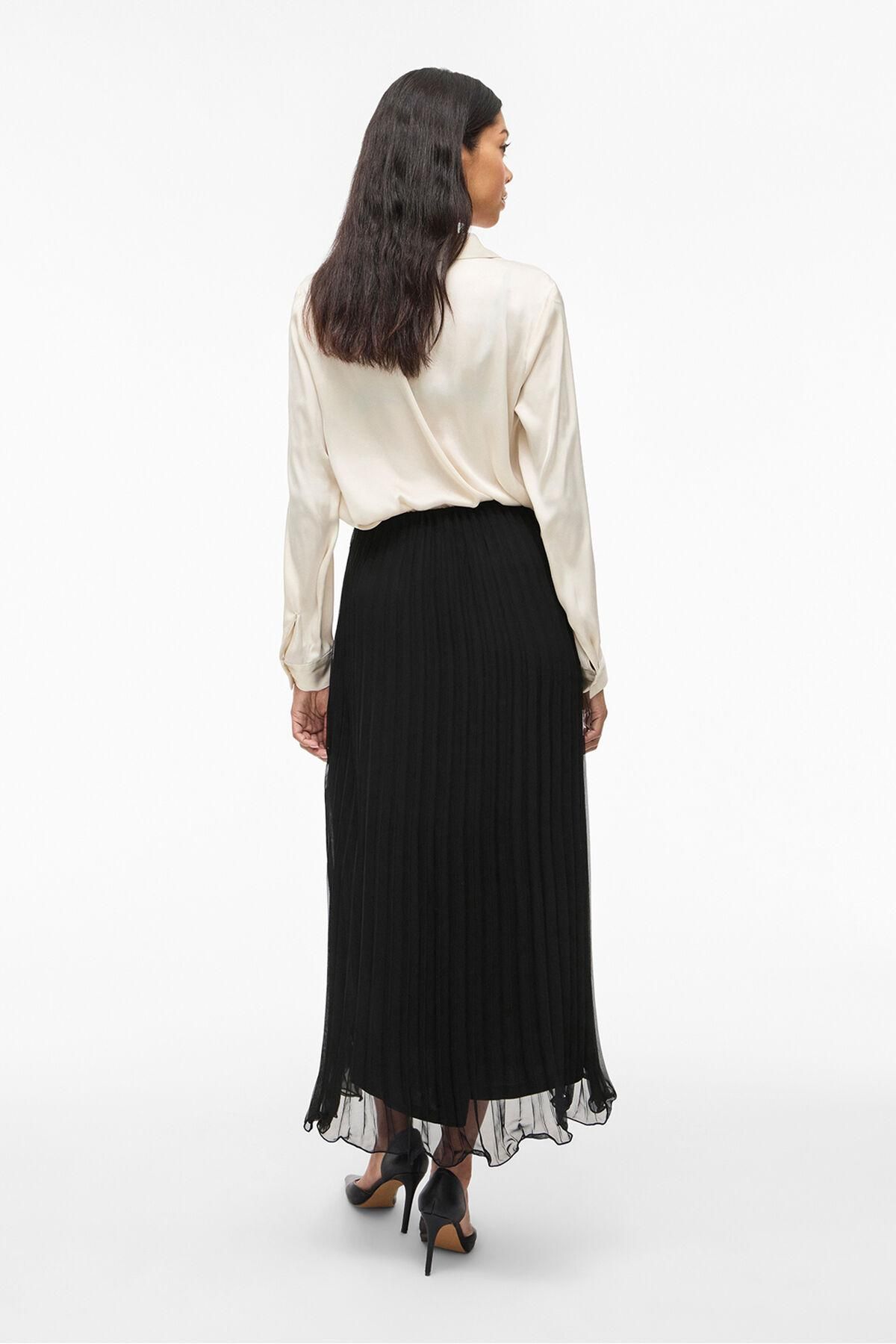 빌라 쉬폰 플리츠 미디 스커트 5860058 NEGRO - 상세 이미지 4