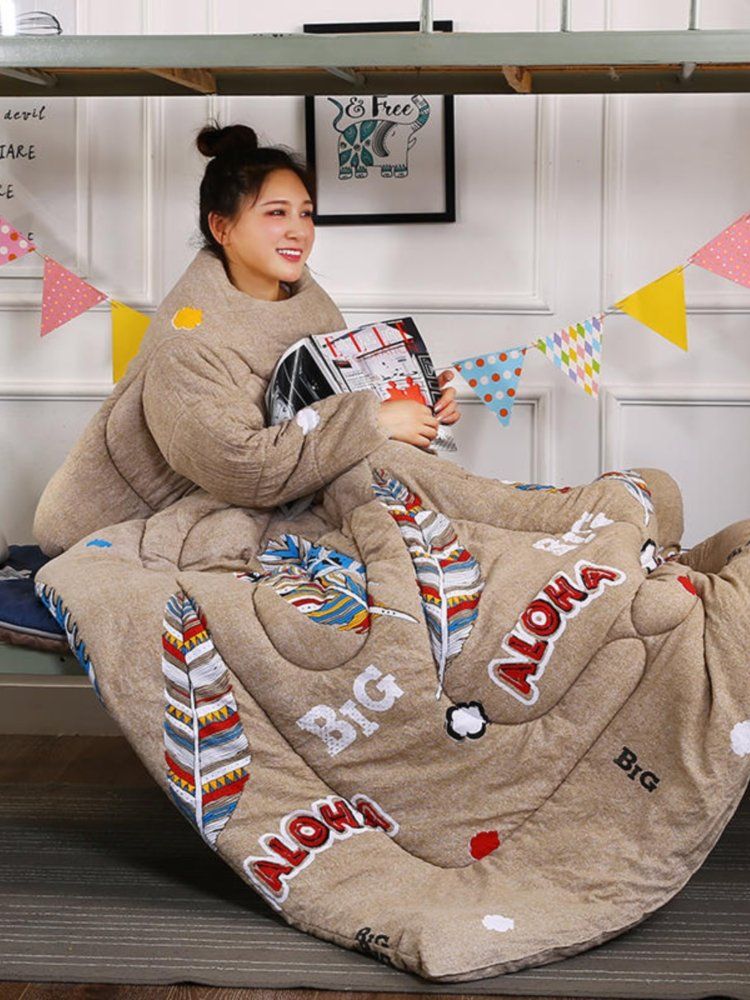 이불옷 입는이불 전신 집순이 입는 담요옷 따뜻한 입는담요 120X150cm 꺾어 접이식 베개 A 아보카도 - 그린 브러쉬 - 상세 이미지 5
