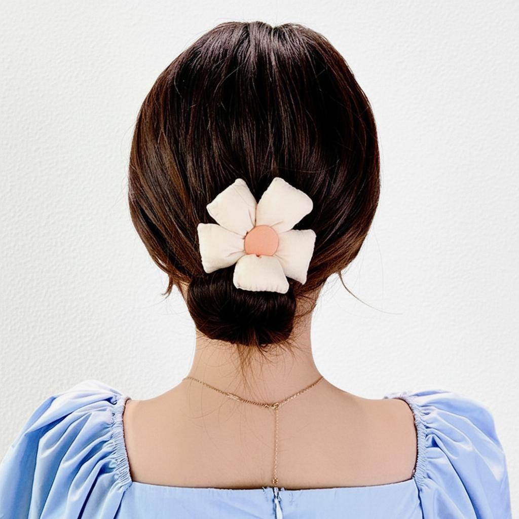 로우번 똥머리 와이어 플라워 당고 머리끈 유아 묶기 - 상품 이미지