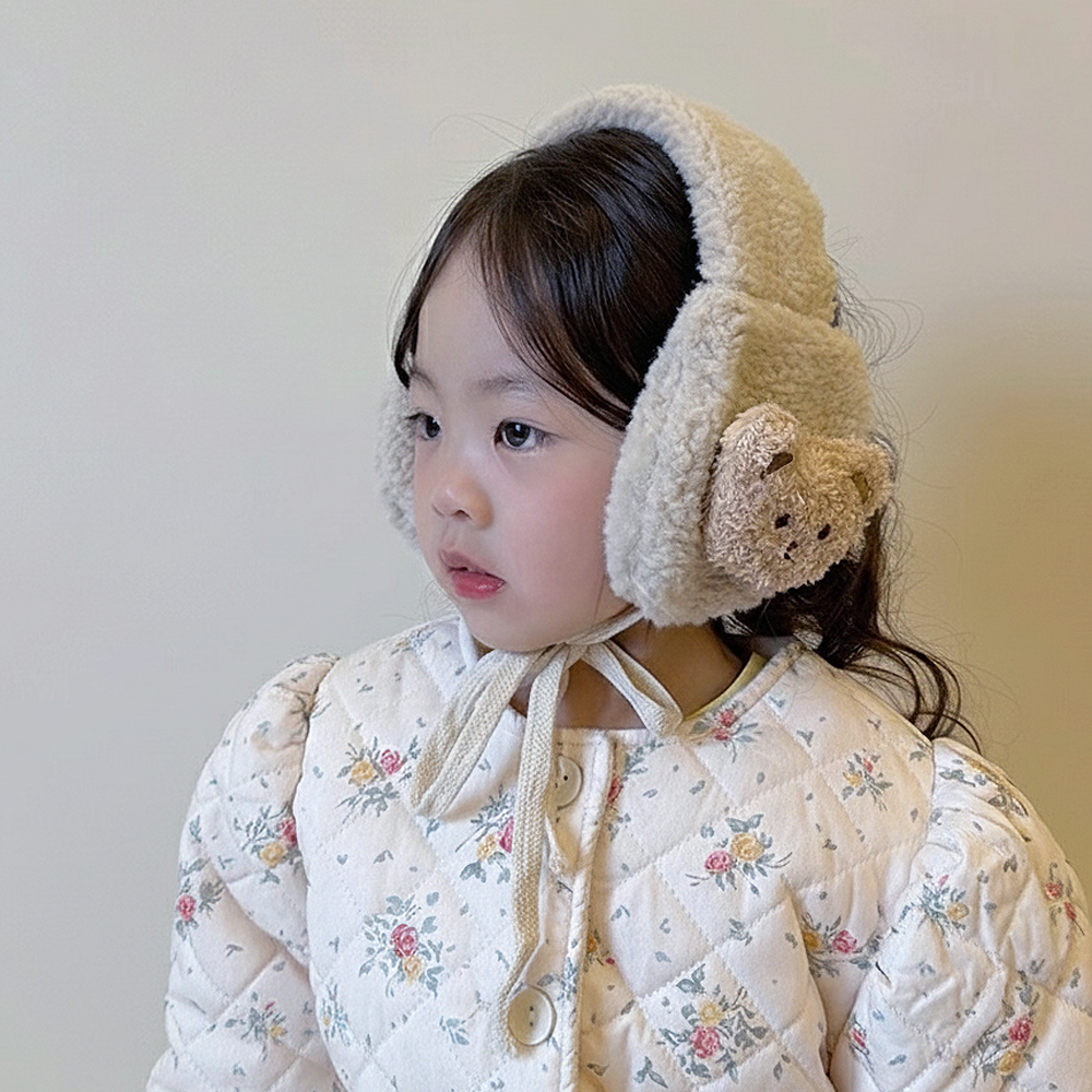 유아 아동 키즈 여아 남아 초등 어린이 학생 토들러 주니어 귀도리 털 겨울 곰돌이 귀마개 - 상세 이미지 2