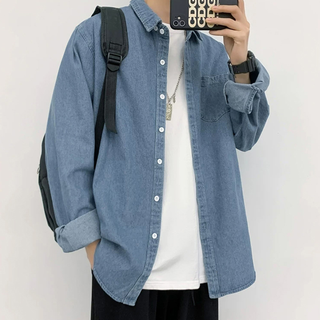 남자 데님 셔츠 난방 레이어드 캐쥬얼 와이드핏 빅사이즈 여성 L XL 2XL 3XL 4XL - 상세 이미지 4