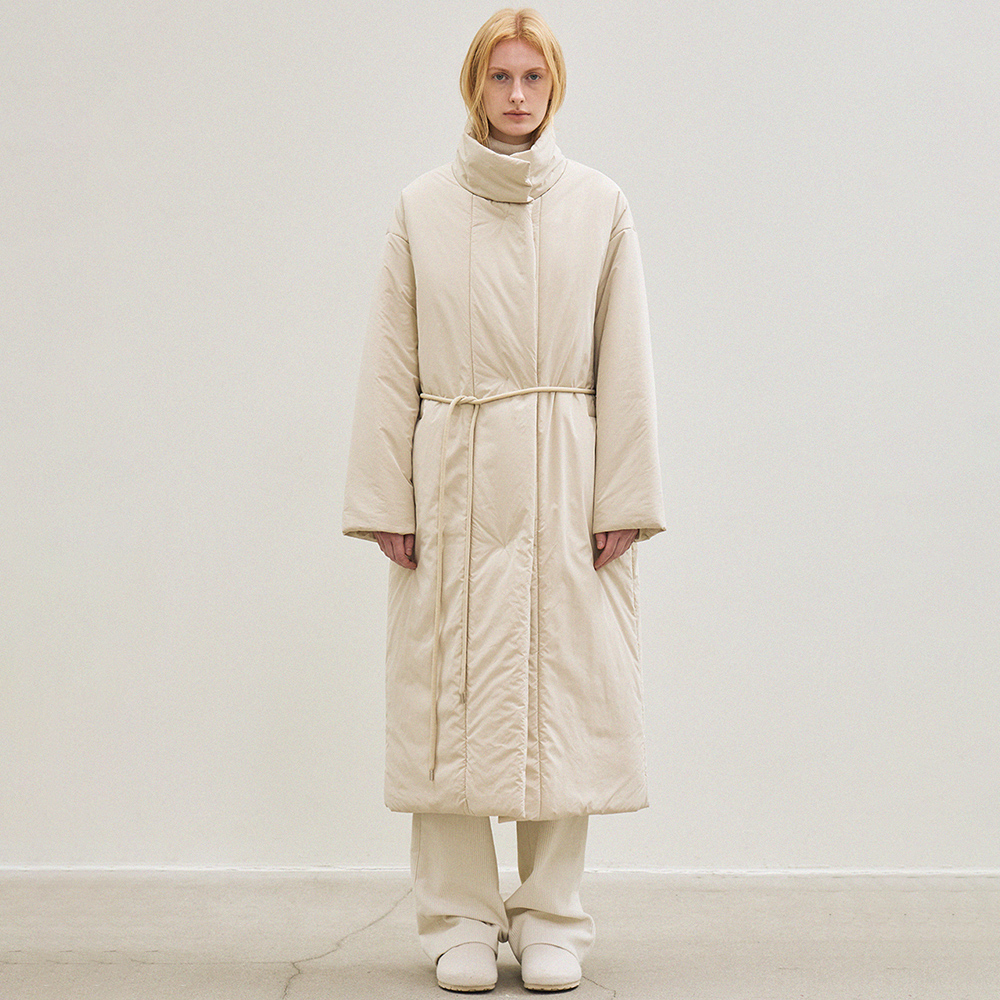 padded high-neck coat (light beige) - 상품 이미지