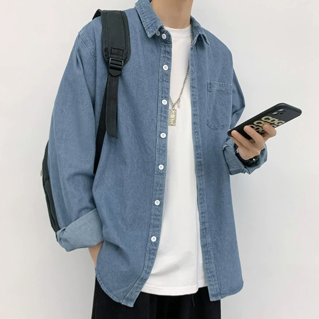 남자 데님 셔츠 난방 레이어드 캐쥬얼 와이드핏 빅사이즈 여성 L XL 2XL 3XL 4XL - 상세 이미지 3