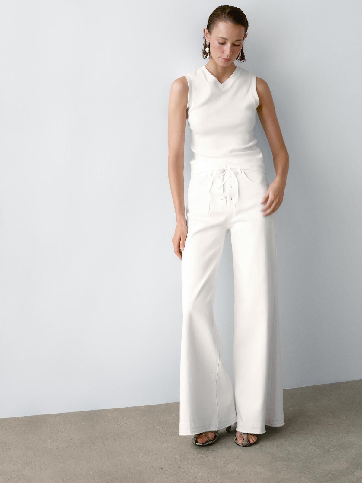 마시모두띠 코튼 베이직 브이넥 민소매 티셔츠 6803/107 OFF WHITE - 상세 이미지 4