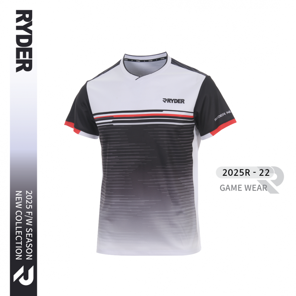 라이더 RYDER 2025R-22 경기복 남성/여성 게임웨어 반팔티 배드민턴 피클볼 스포츠웨어 - 상품 이미지