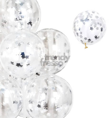 [트렌디프레소협력사]데이슬롯 컨페티 풍선 메탈스타 실버 100입 꽃종이 결혼식 파티