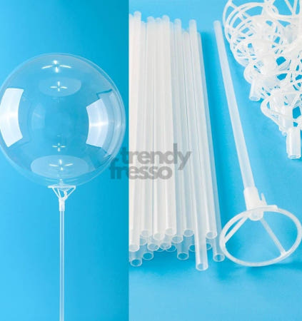 [트렌디프레소협력사]데이슬롯 버블 풍선 컵스틱 35cm 50세트 파티장식 버블풍선스틱 프로포즈