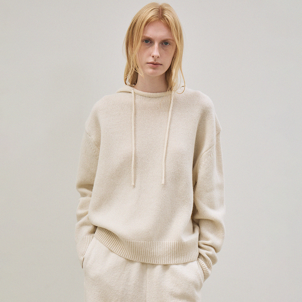 hoodie wool sweater (ivory) - 메인 이미지
