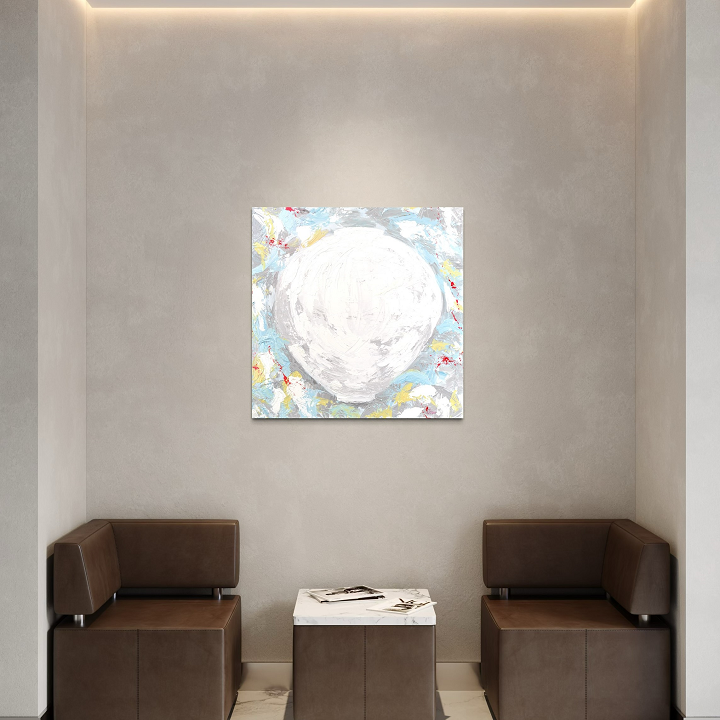 Dal Pium no.1고급캔버스천+삼나무캔버스틀50호(91x91x2.5cm) 달항아리 그림 캔버스 액자 복들어오는 달피움 시리즈 한정수량 에디션문자페인팅 - 상품 이미지