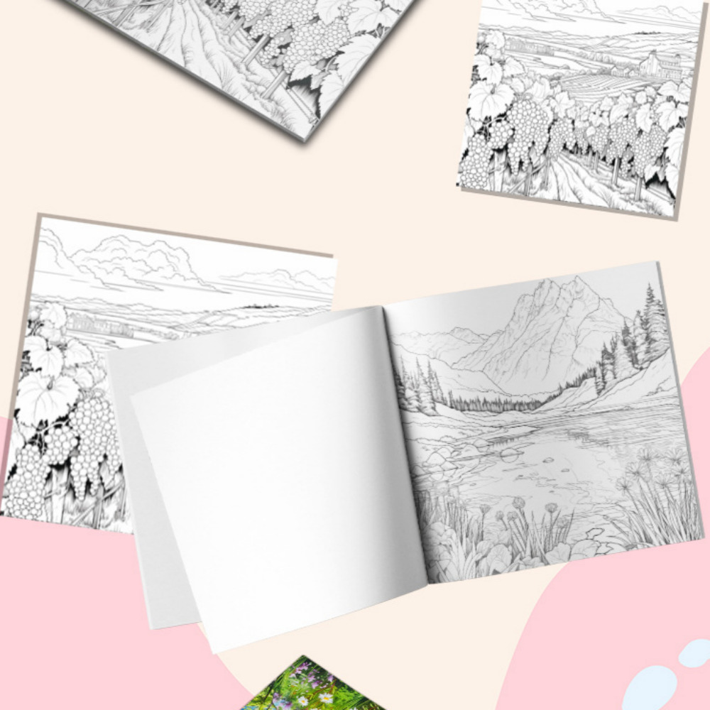 코리드리 산 과 강 어른 색칠공부 두꺼운 그림책 20 x 20cm 이미지 2