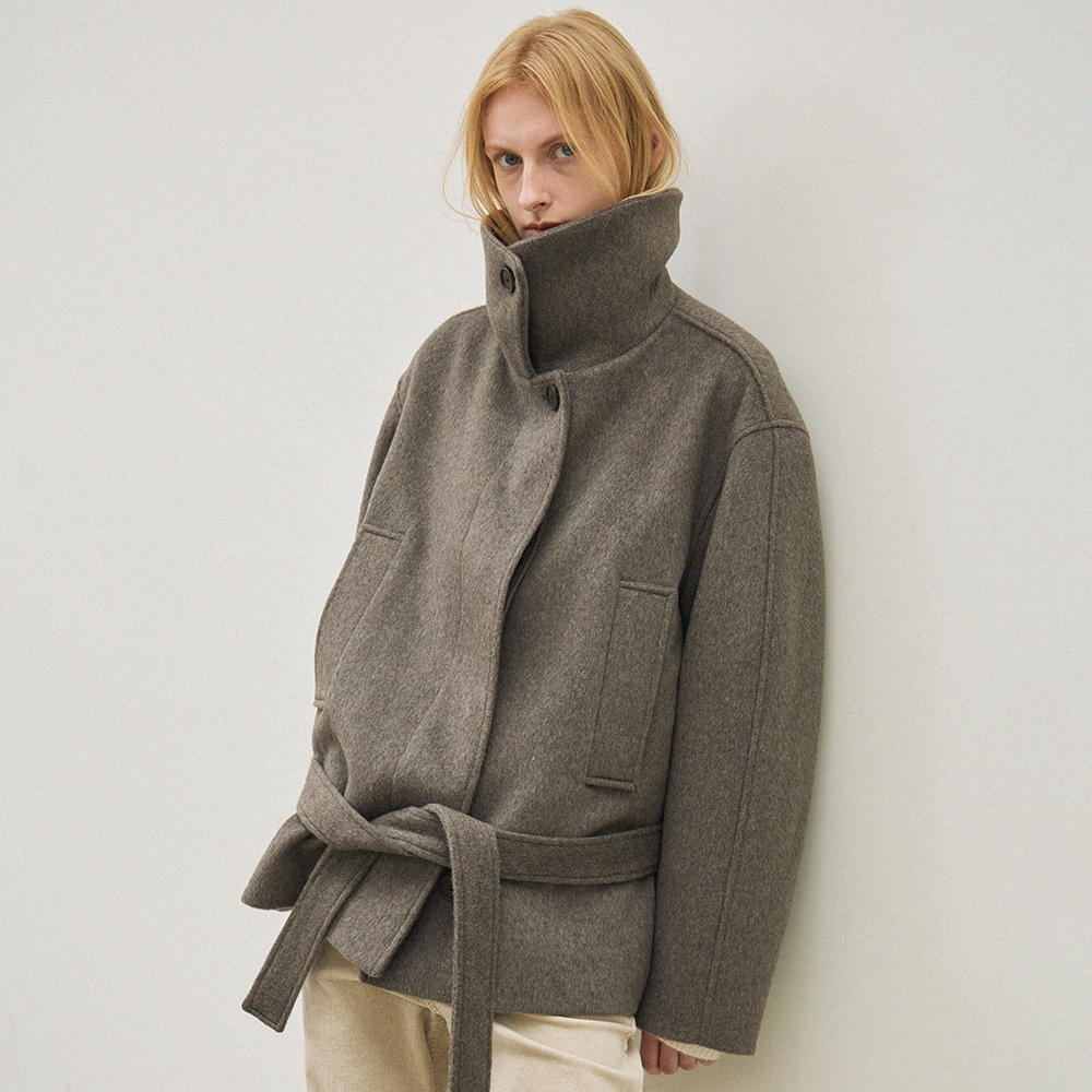 wool belted jacket (oat gray) - 메인 이미지